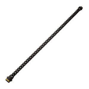 Stainless Steel 18YGP 6mm Black Matte Finish Cuban Bracelet with Black Sapphires