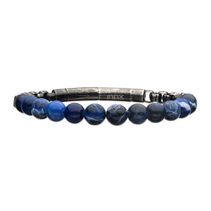 Stainless Steel 8mm Sodalite Beads and Box Chain Bracelet 8"-8.5"