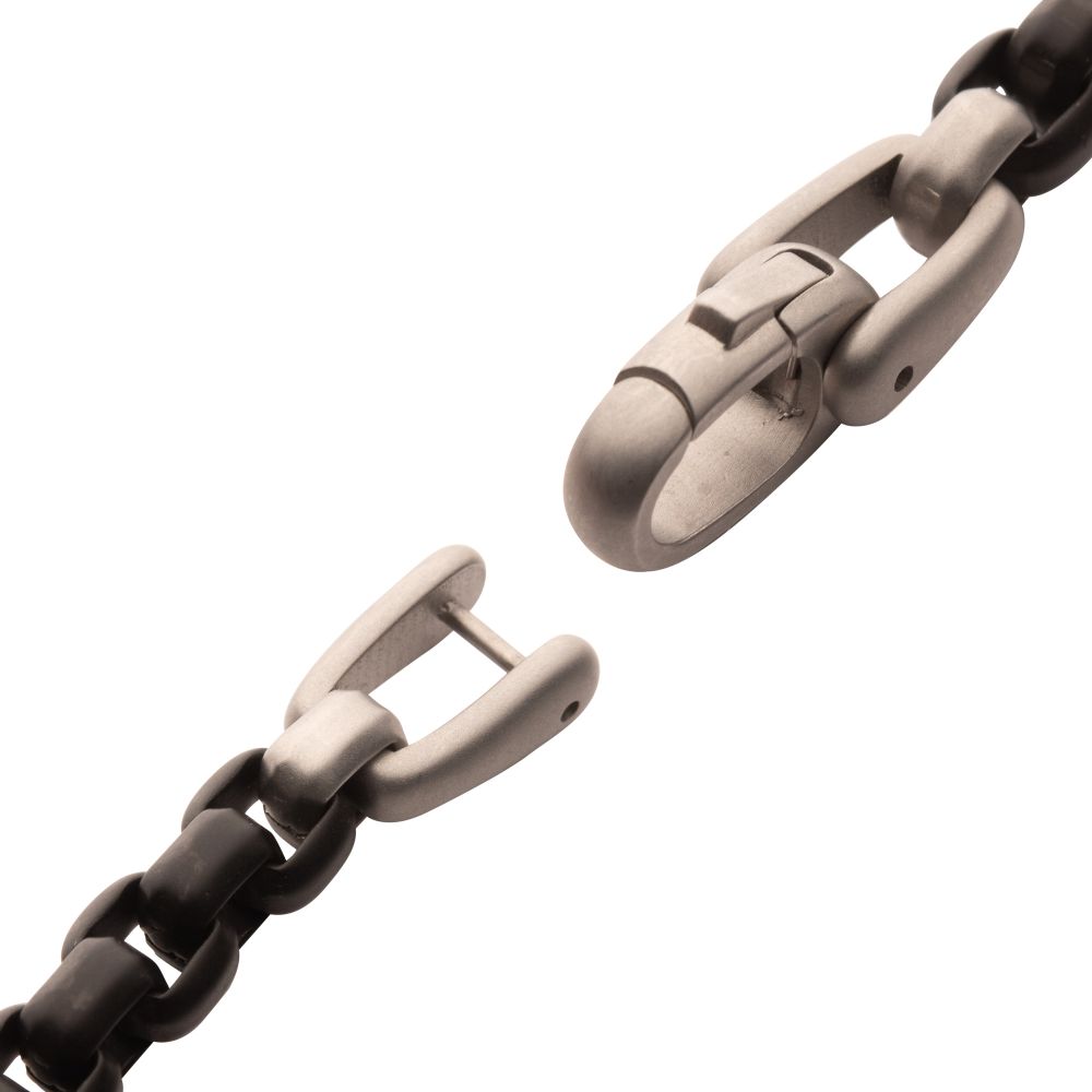 Stainless Steel Black Box Chain Bracelet with Damascus Steel Plate