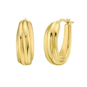 14Y Ribbed 3 Row Hoops with Hinged Closure
