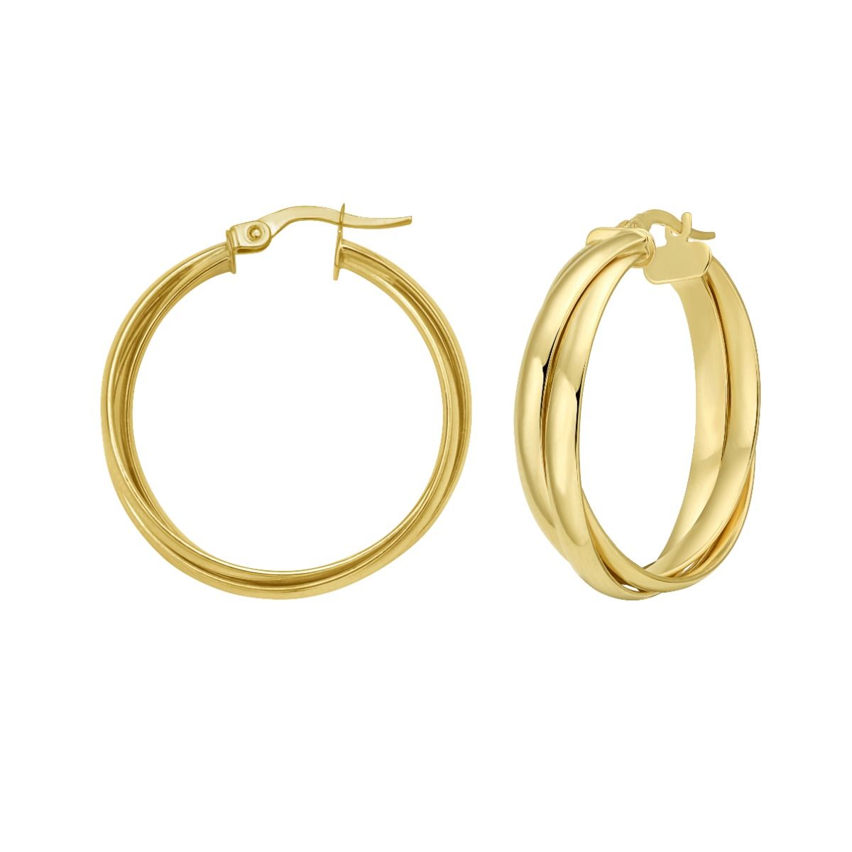 14Y Polished Interlocking Trinity Large Hoop with Hinged Clasp