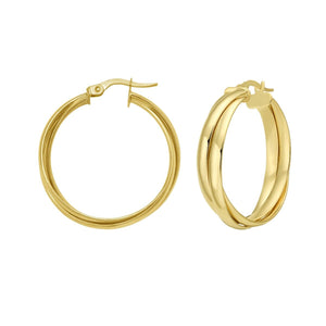 14Y Polished Interlocking Trinity Large Hoop with Hinged Clasp