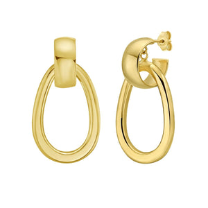 14Y Polished Interlocking Dangle Hoops with Push Back Clasp