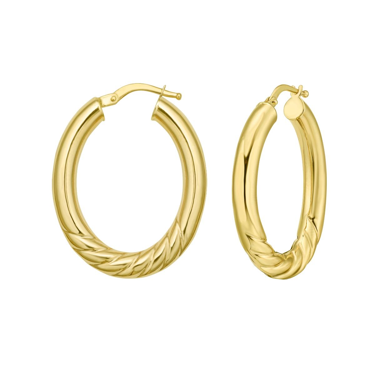 14Y Polished Twisted Medium Hoops with Hinged Closure
