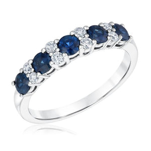 14W 5-Round Sapphire and 8-Round Diamond Band 1ctw sz 6