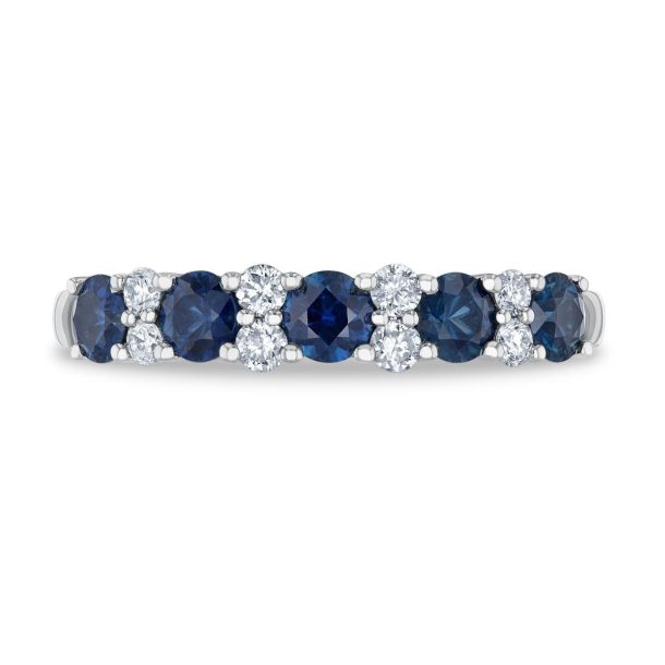 14W 5-Round Sapphire and 8-Round Diamond Band 1ctw sz 6