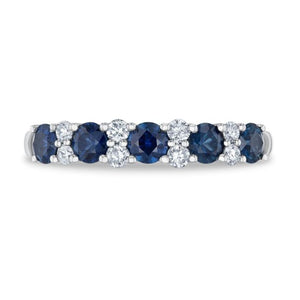 14W 5-Round Sapphire and 8-Round Diamond Band 1ctw sz 6
