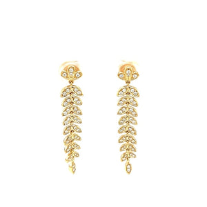 14Y Diamond Cascading Leaves Dangling Studs