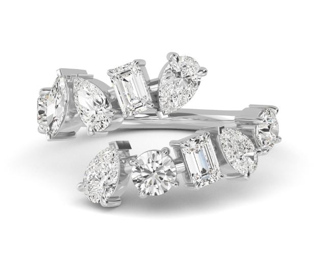 14W Lab Grown Diamond Multi-Shape Bypass Ring sz 7