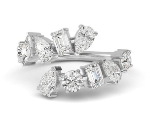 14W Lab Grown Diamond Multi-Shape Bypass Ring sz 7