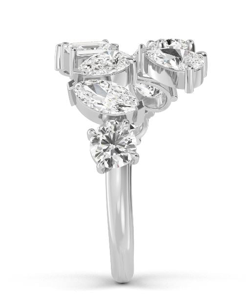 14W Lab Grown Diamond Multi-Shape Bypass Ring sz 7
