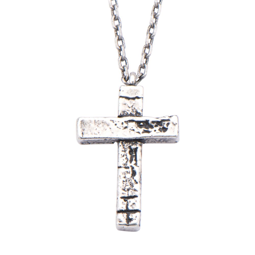 Stainless Steel Antique Cross Pendant on Cable Chain 22"