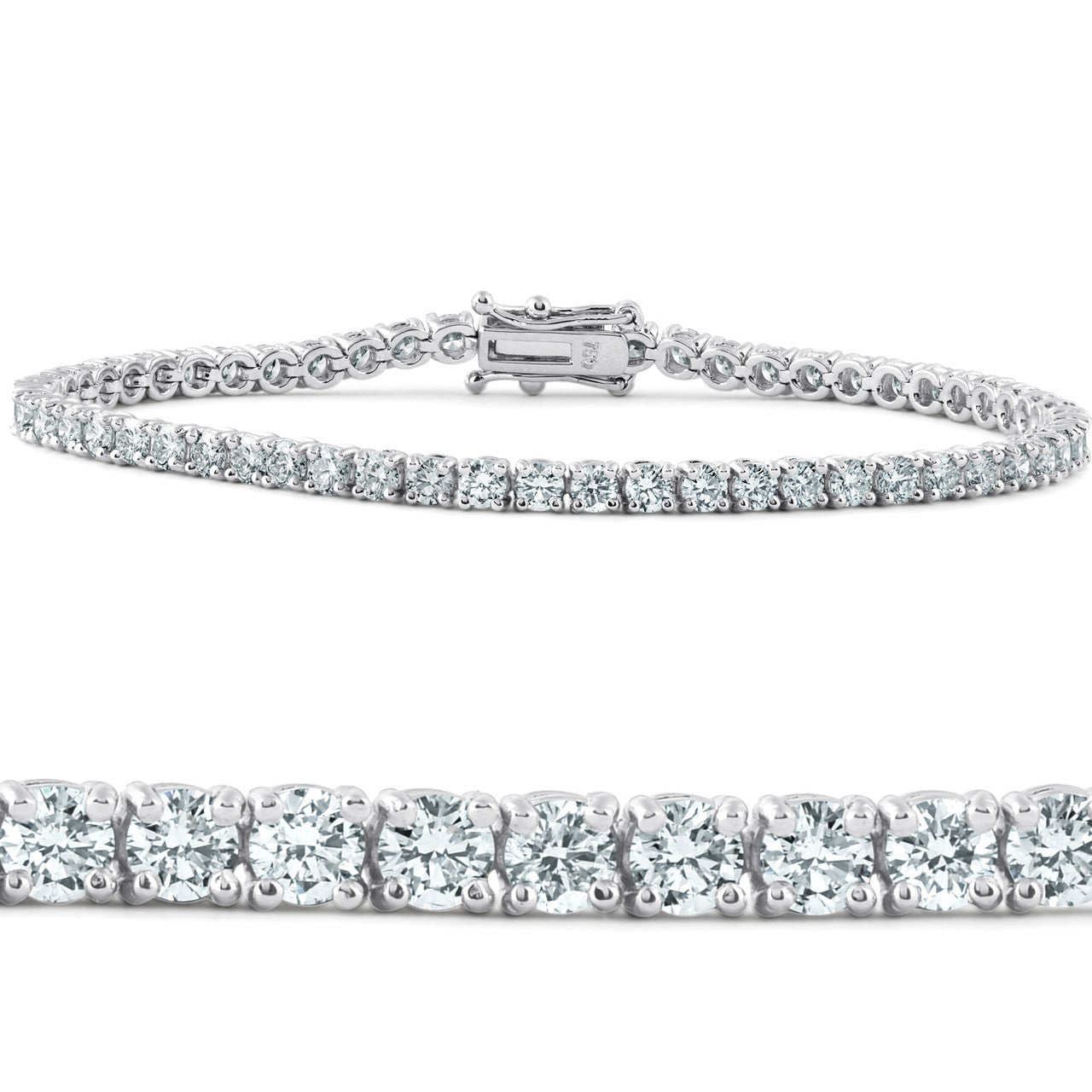 14W Prong Set Round Lab Grown Diamond Tennis Bracelet 7"