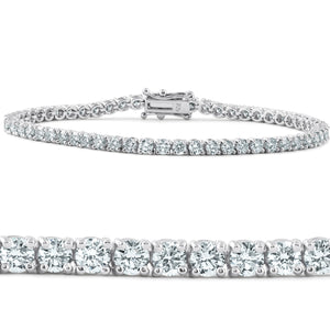 14W Prong Set Round Lab Grown Diamond Tennis Bracelet 7"