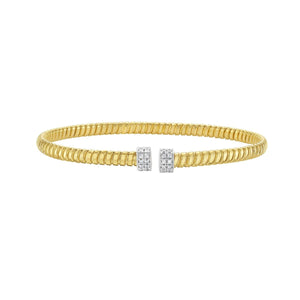 14Y .20ct Diamond Endcaps Polished Tubogas Cuff