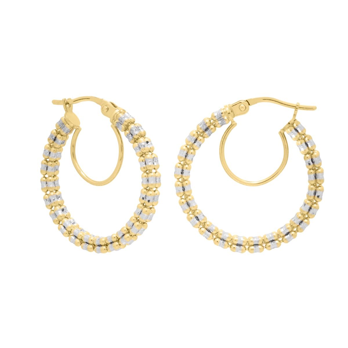 14TT Ice Chain Style Round Hoops with Hinged clasp