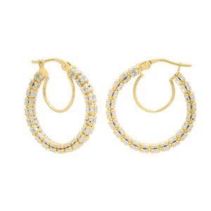 14TT Ice Chain Style Round Hoops with Hinged clasp