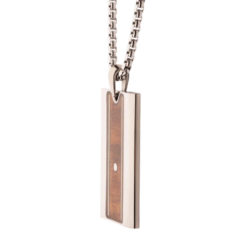 Titanium and Whiskey Barrel Wood Inlay with Embedded Guitar String Pendant