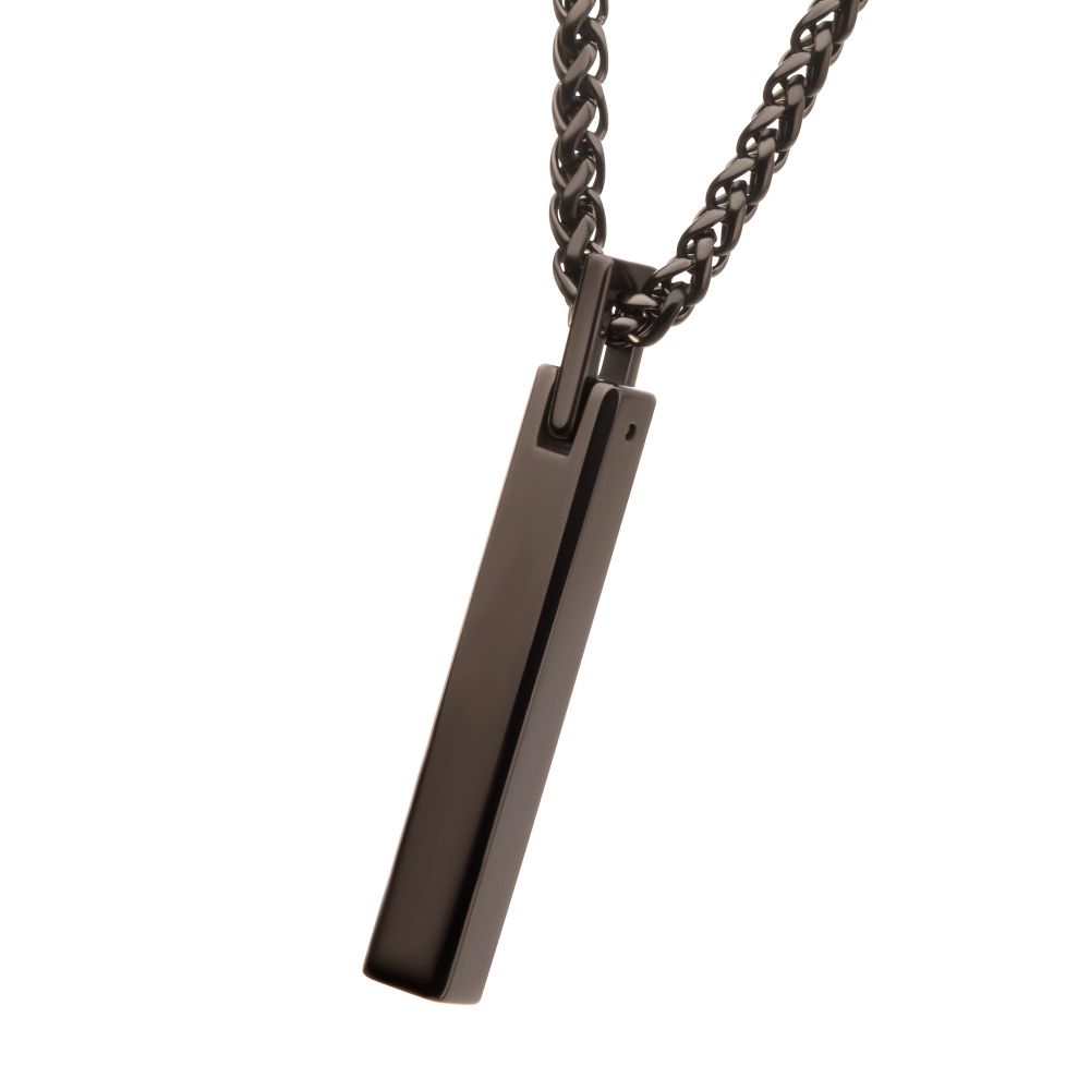 Black Tungsten Carbide Monolith Engravable Bar Pendant