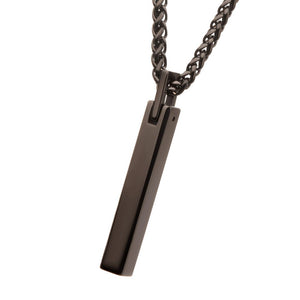 Black Tungsten Carbide Monolith Engravable Bar Pendant