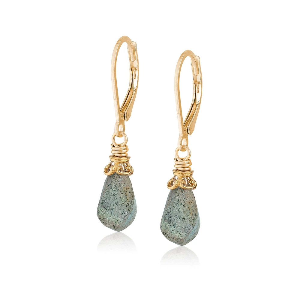 faceted labradorite twist earrings in vermeil