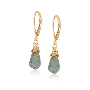 faceted labradorite twist earrings in vermeil