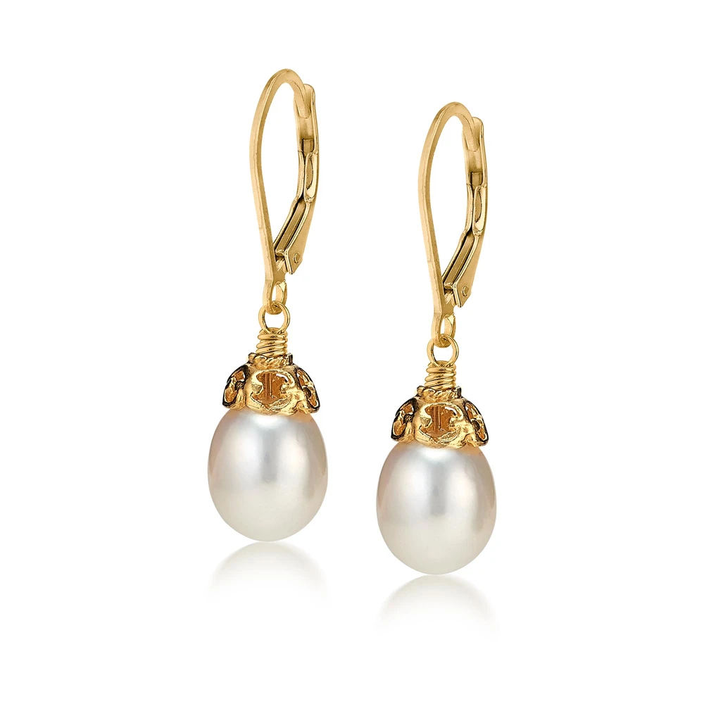 pearl drop earrings in 18k gold vermeil