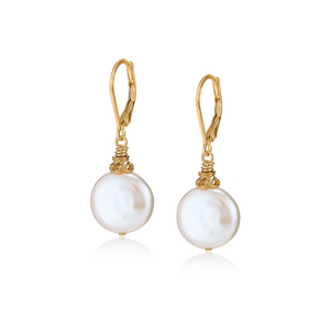 large coin pearl earrings in 18k gold vermeil