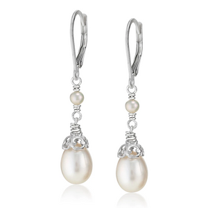 double pearl drop earrings