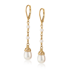 triple pearl drop earrings in 18k gold vermeil earrings