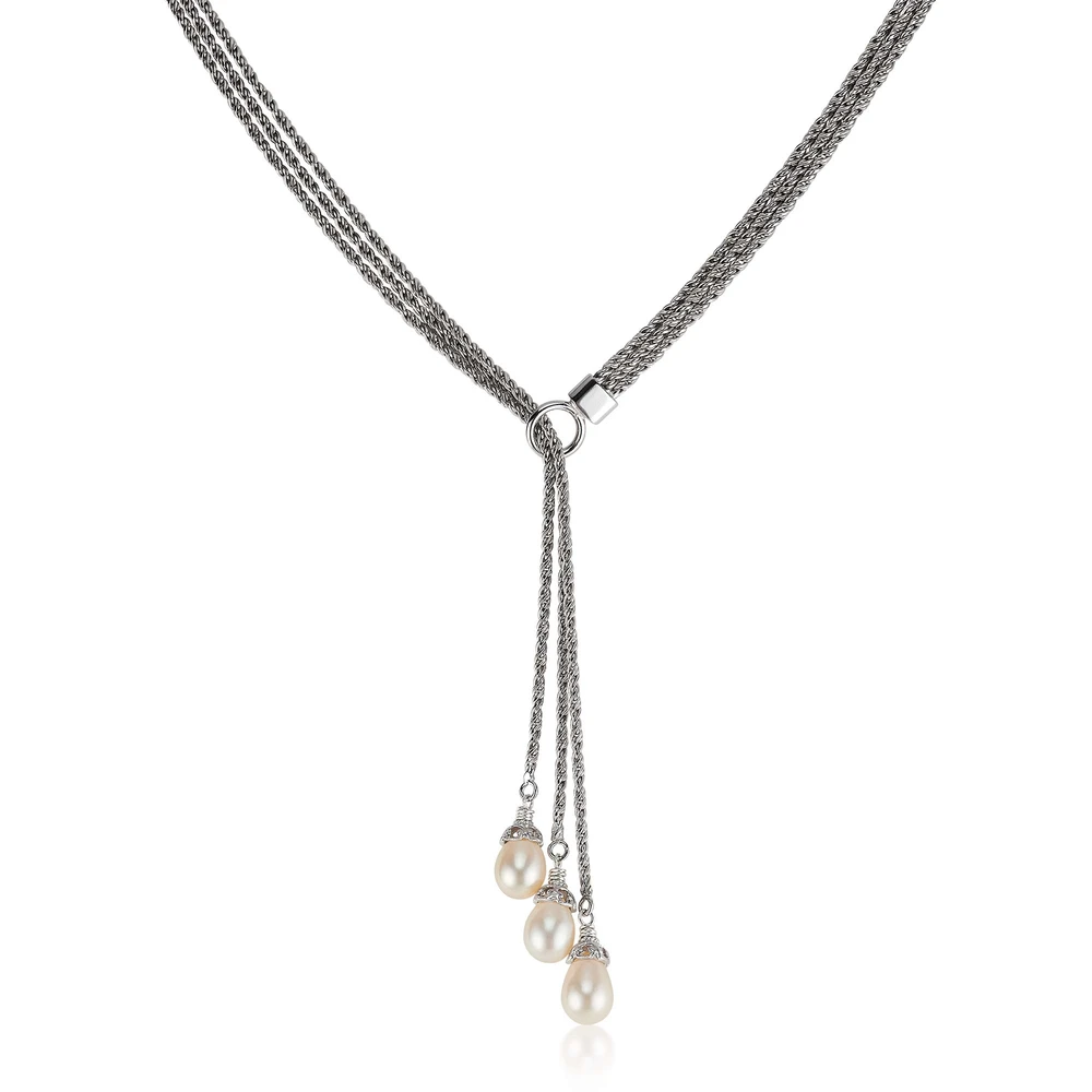 triple strand pearl lariat