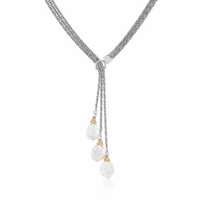 triple strand keshi pearl lariat with 18k gold vermeil