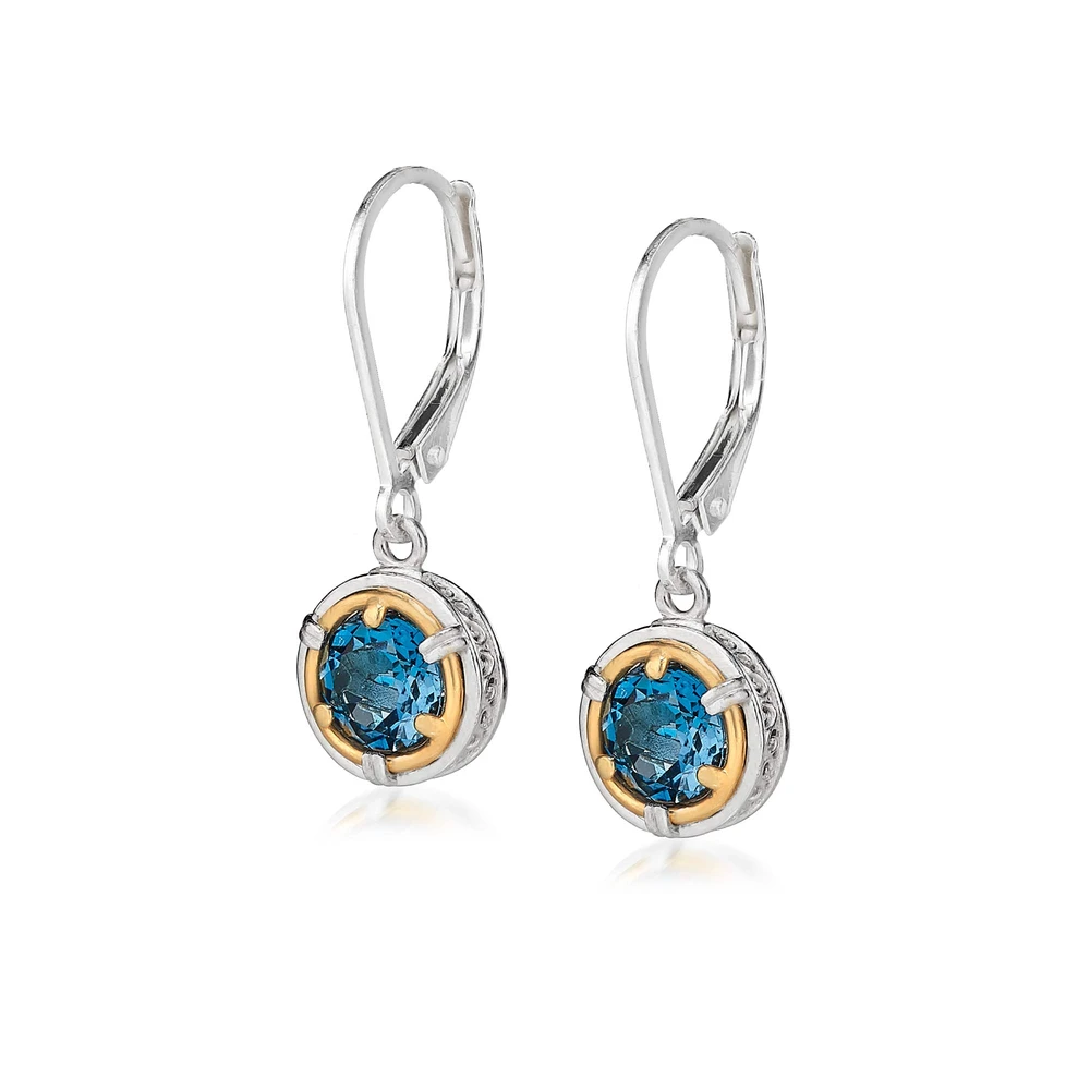 petite london blue topaz earrings with 18k gold vermeil