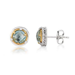 petite blue topaz stud earrings with 18k gold vermeil