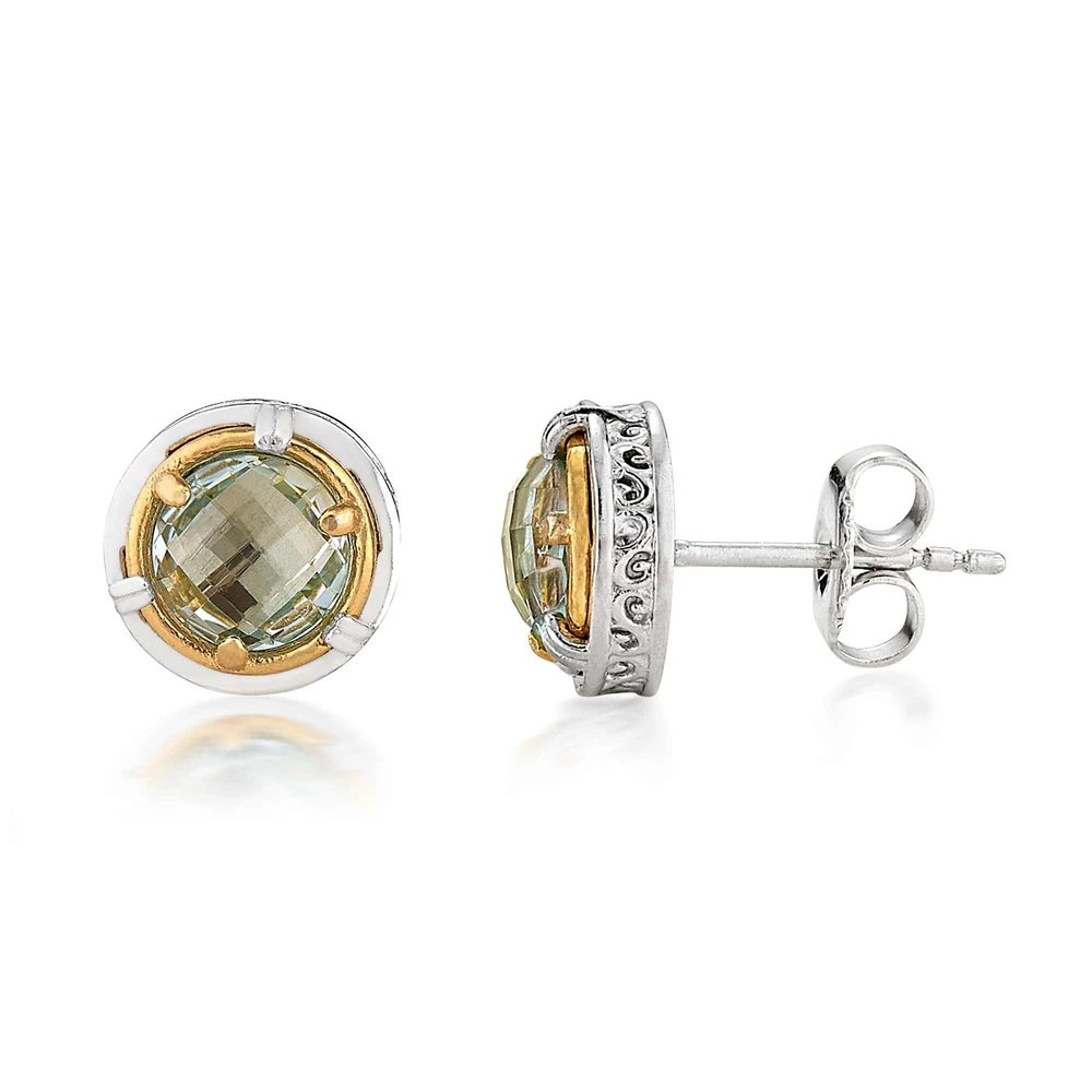 petite green amethyst stud earrings with 18k gold vermeil