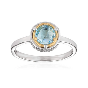 petite blue topaz ring with 18k gold vermeil