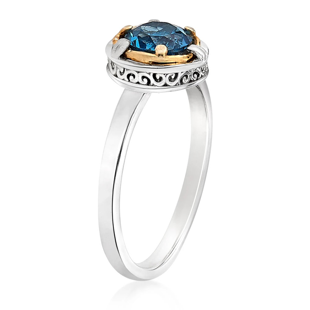 petite london blue topaz ring with 18k gold vermeil