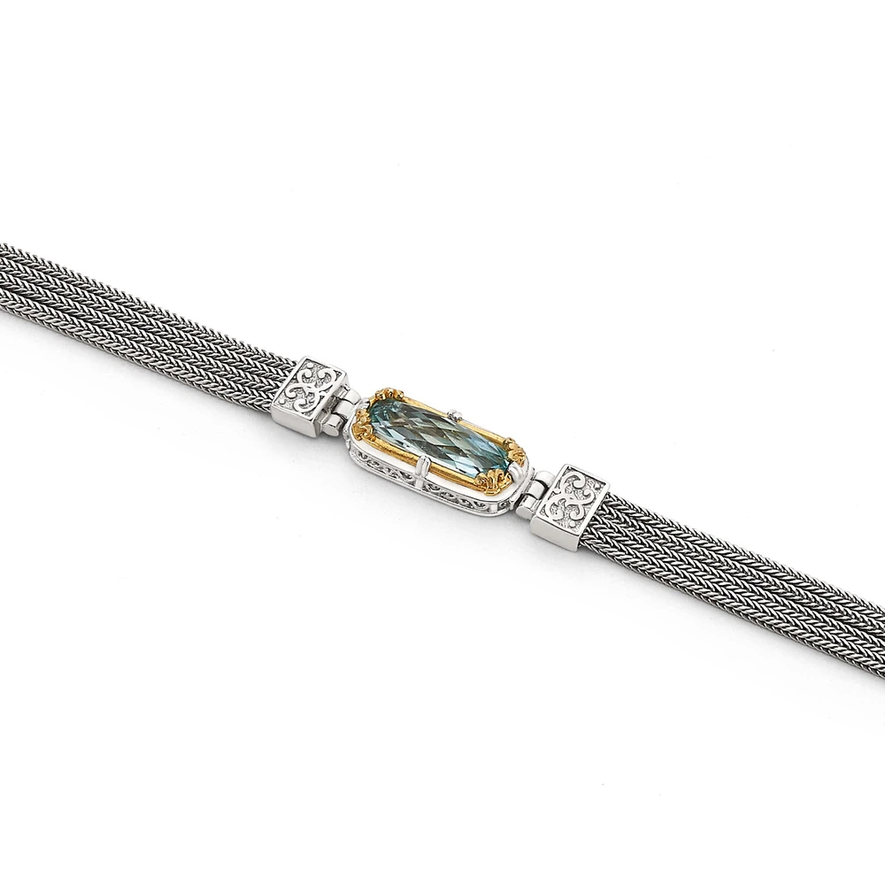 east-west blue topaz bracelet with 18k gold vermeil