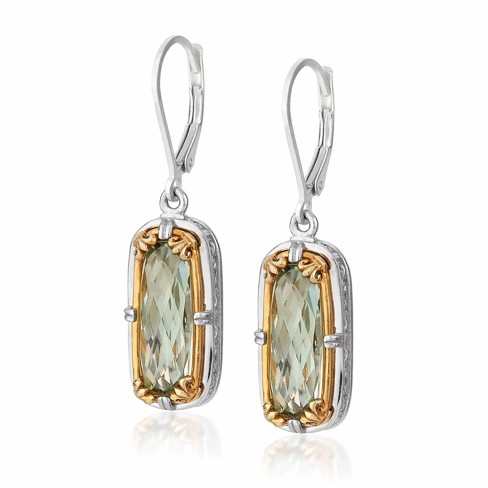 rectangular green amethyst earrings with 18k gold vermeil