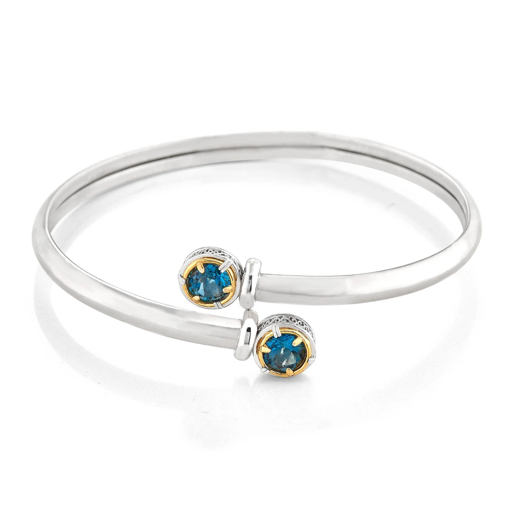 london blue topaz flex bangle with 18k gold vermeil$