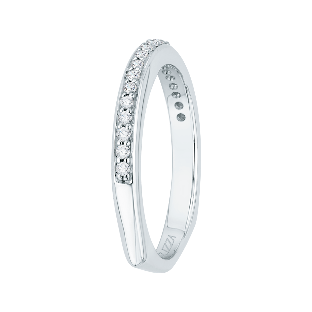 14K White Gold Round Diamond Half Eternity Wedding Band with Euro Shank