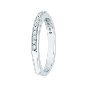 14K White Gold Round Diamond Half Eternity Wedding Band with Euro Shank