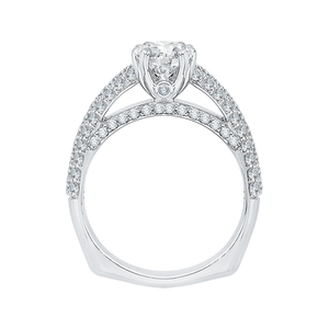 Round Diamond Euro Shank Cathedral Style Engagement Ring In 14K White Gold (Semi Mount)