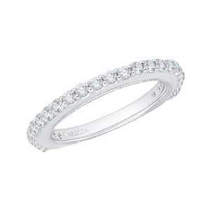 14K White Gold Round Diamond Wedding Band with Euro Shank