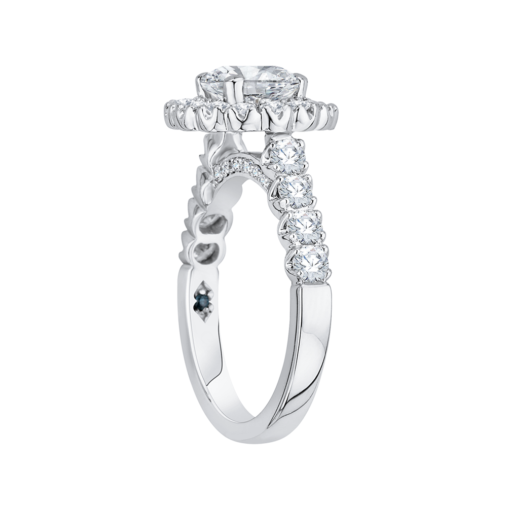 14K White Gold Round Diamond Halo Engagement Ring (Semi Mount)