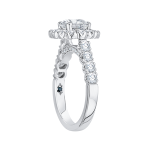 14K White Gold Round Diamond Halo Engagement Ring (Semi Mount)