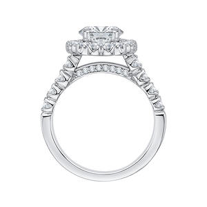 14K White Gold Round Diamond Halo Engagement Ring (Semi Mount)