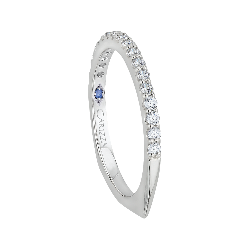 Round Diamond Half Eternity Wedding Band with Euro Shank In 14K White Gold