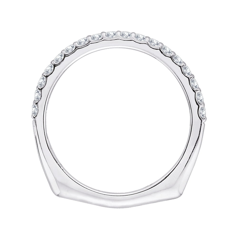 Round Diamond Half Eternity Wedding Band with Euro Shank In 14K White Gold