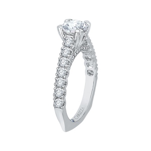 14K White Gold Euro Shank Round Diamond Cathedral Style Engagement Ring (Semi Mount)